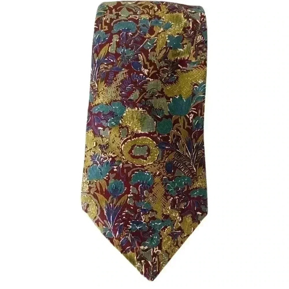 Harve Benard - Men's Neck Tie - to Gold ,teal, & Purple Pure Silk - 55" x 4" - Picture 1 of 3